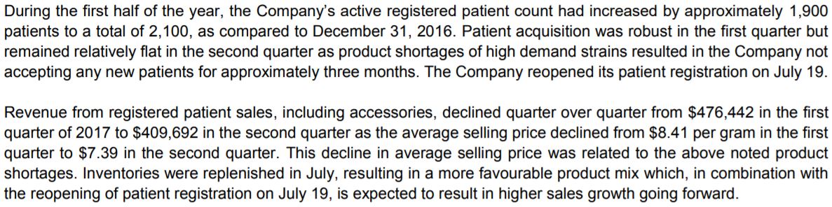 Snippet related to patient refusal from Emblem Corp's June 30 MD&A report.