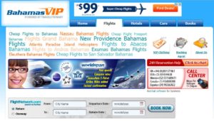 A screenshot of the Cuba Ventures owned website Bahamas VIP.