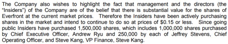 Datametrex's announcement related to insider purchases in a news release issued August 17, 2017.