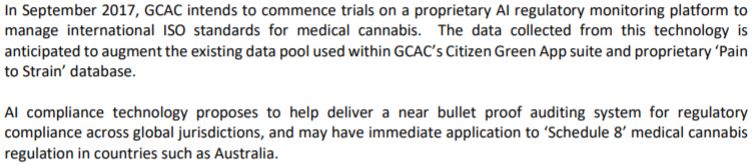 Snippet from Global Cannabis Applications' July 19, 2017 news release.