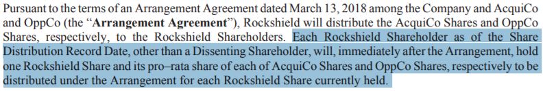 The impact that the proposed spinouts will have on the amount of Rockshield Capital shares currently held.