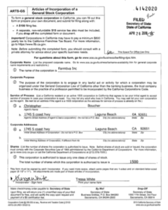 Farmtiva's Incorporation. Note the date in the top right.