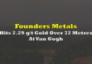 Founders Metals Hits 2.29 g/t Gold Over 72 Metres At Van Gogh