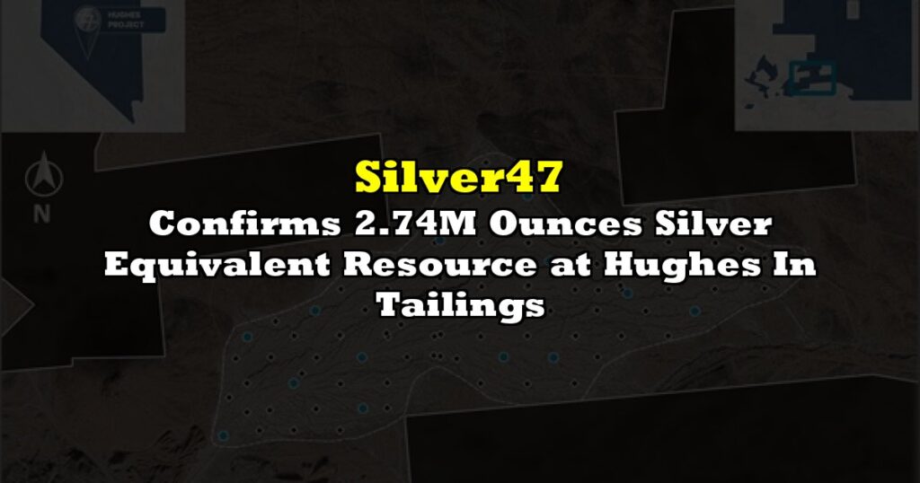 Confirms 2.74M Ounces Silver Equivalent Resource at Hughes In Tailings