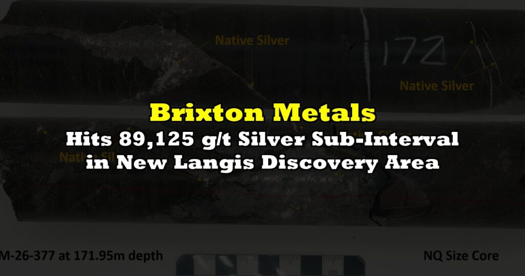 Hits 89,125 g/t Silver Sub-Interval in New Langis Discovery Area