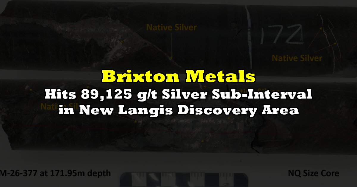Hits 89,125 g/t Silver Sub-Interval in New Langis Discovery Area