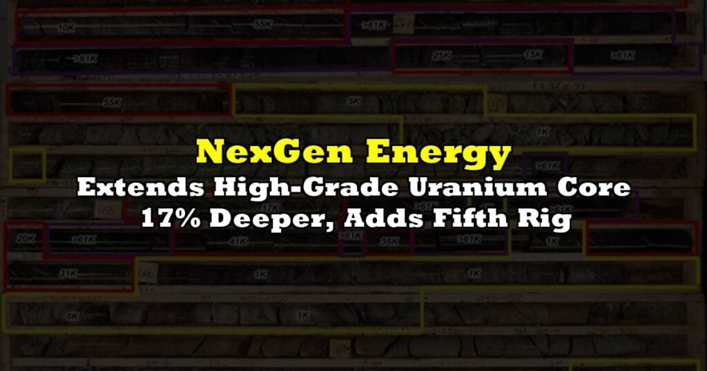 Extends High-Grade Uranium Core 17% Deeper, Adds Fifth Rig
