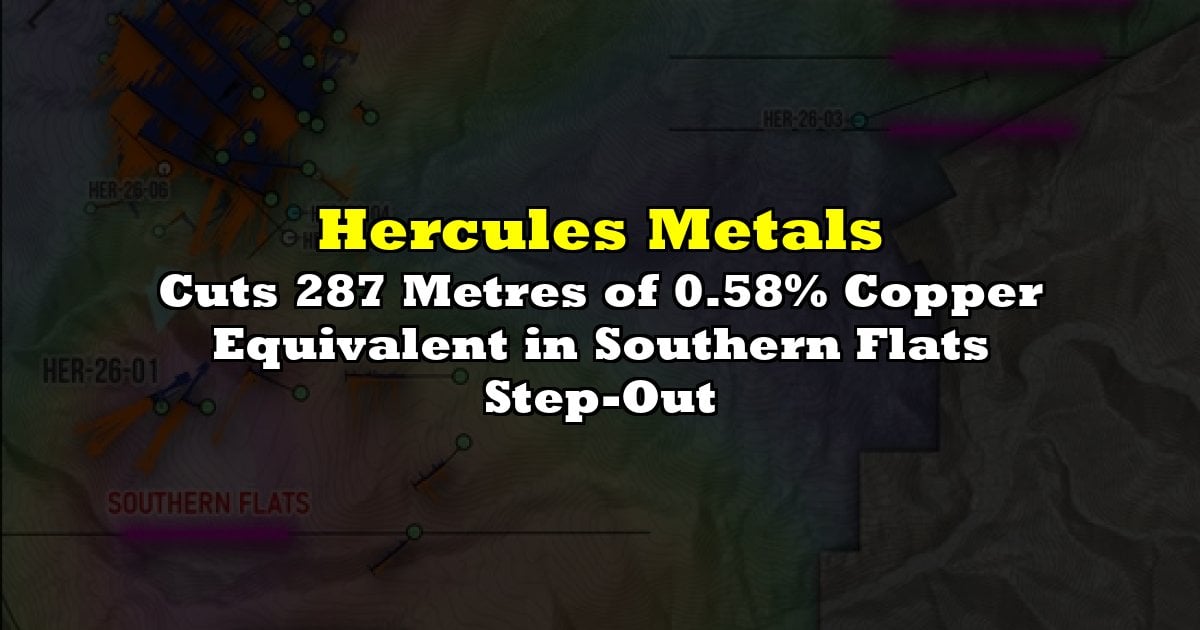 Cuts 287 Metres of 0.58% Copper Equivalent in Southern Flats Step-Out