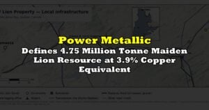 Defines 4.75 Million Tonne Maiden Lion Resource at 3.9% Copper Equivalent