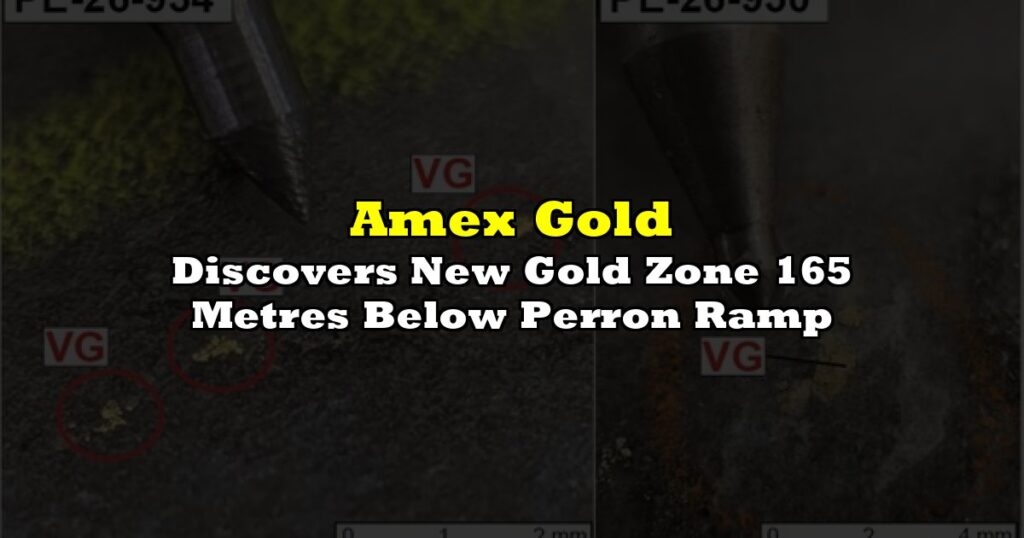 Discovers New Gold Zone 165 Metres Below Perron Ramp