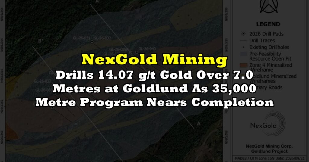 Drills 14.07 g/t Gold Over 7.0 Metres at Goldlund As 35,000 Metre Program Nears Completion