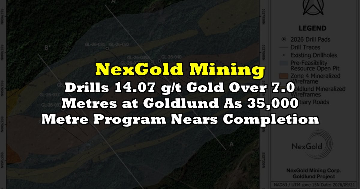 Drills 14.07 g/t Gold Over 7.0 Metres at Goldlund As 35,000 Metre Program Nears Completion