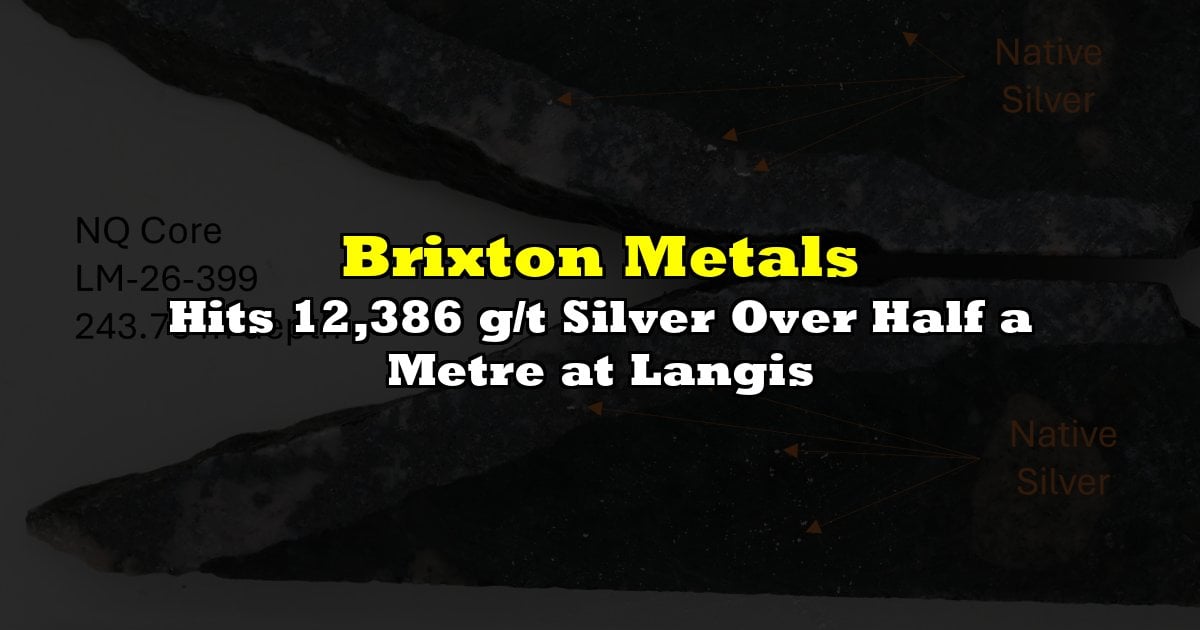 Hits 12,386 g/t Silver Over Half a Metre at Langis