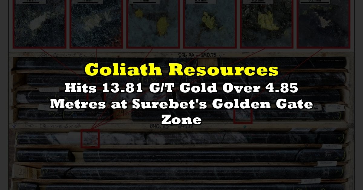Hits 13.81 G/T Gold Over 4.85 Metres at Surebet's Golden Gate Zone