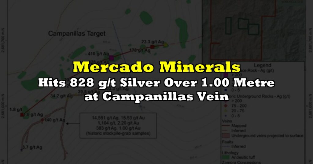 Hits 828 g/t Silver Over 1.00 Metre at Campanillas Vein