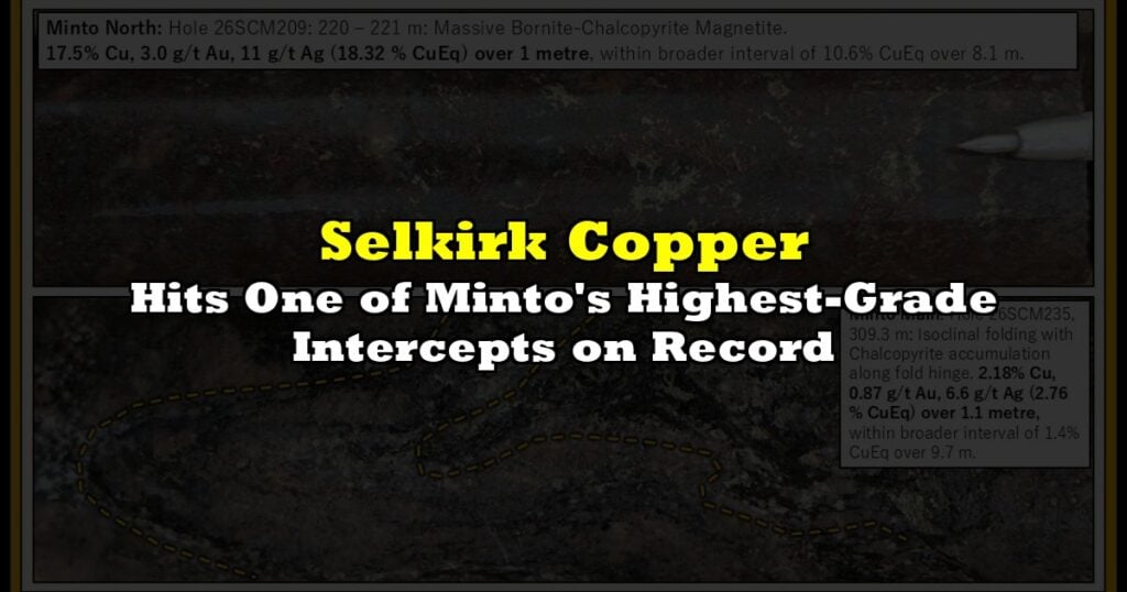 Hits One of Minto's Highest-Grade Intercepts on Record