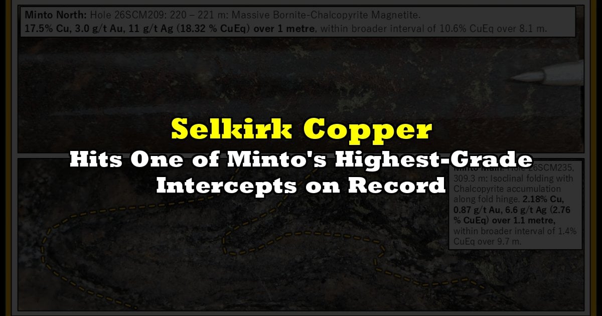 Hits One of Minto's Highest-Grade Intercepts on Record