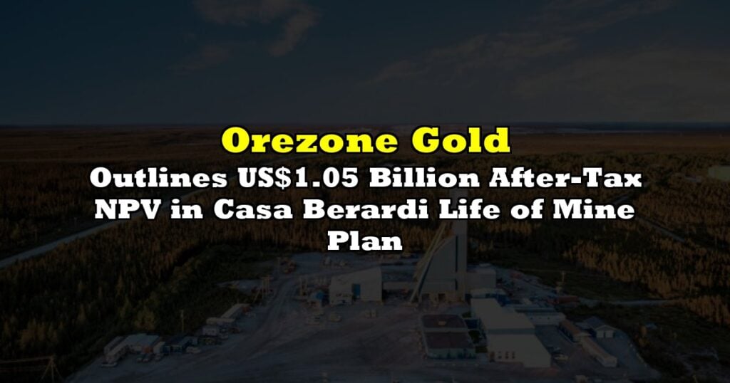Outlines US$1.05 Billion After-Tax NPV in Casa Berardi Life of Mine Plan