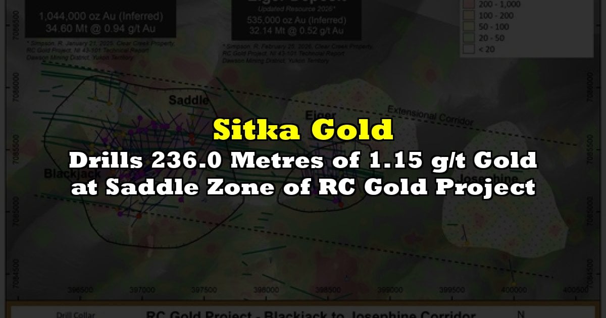 Drills 236.0 Metres of 1.15 g/t Gold at Saddle Zone of RC Gold Project