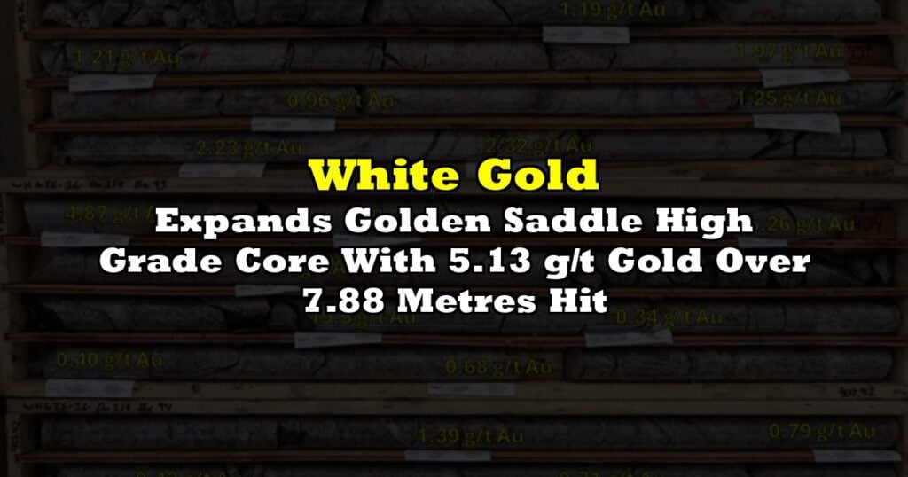 Expands Golden Saddle High Grade Core With 5.13 g/t Gold Over 7.88 Metres Hit