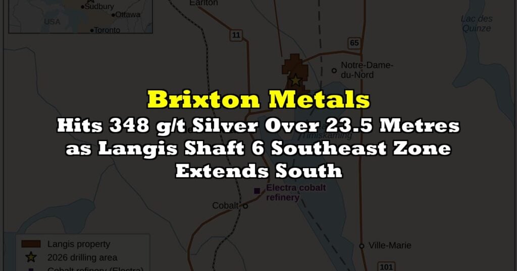 Hits 348 g/t Silver Over 23.5 Metres as Langis Shaft 6 Southeast Zone Extends South