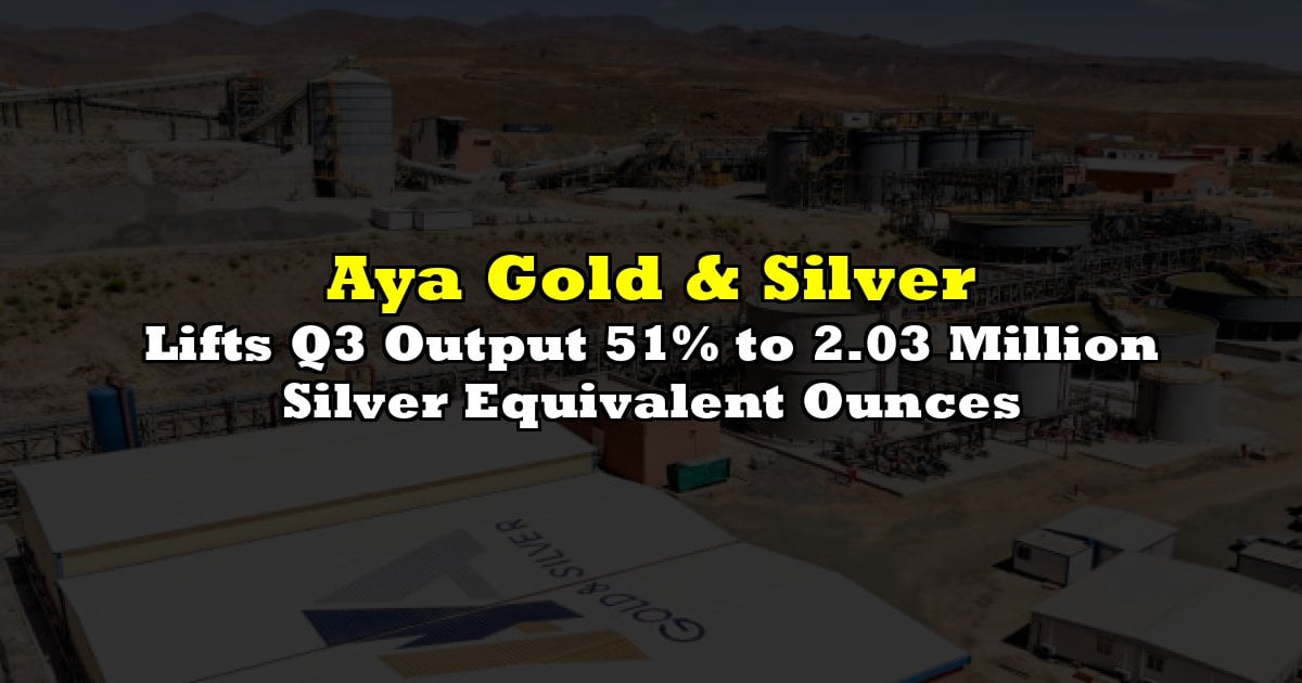 Lifts Q3 Output 51% to 2.03 Million Silver Equivalent Ounces