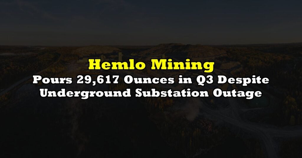 Pours 29,617 Ounces in Q3 Despite Underground Substation Outage