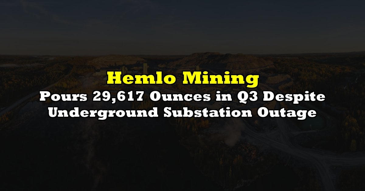 Pours 29,617 Ounces in Q3 Despite Underground Substation Outage
